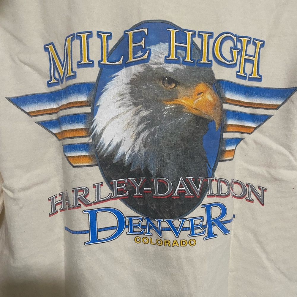 Vintage HARLEY DAVIDSON 2003 Denver Mile High Men’s Large LS Henley Tee Shirt